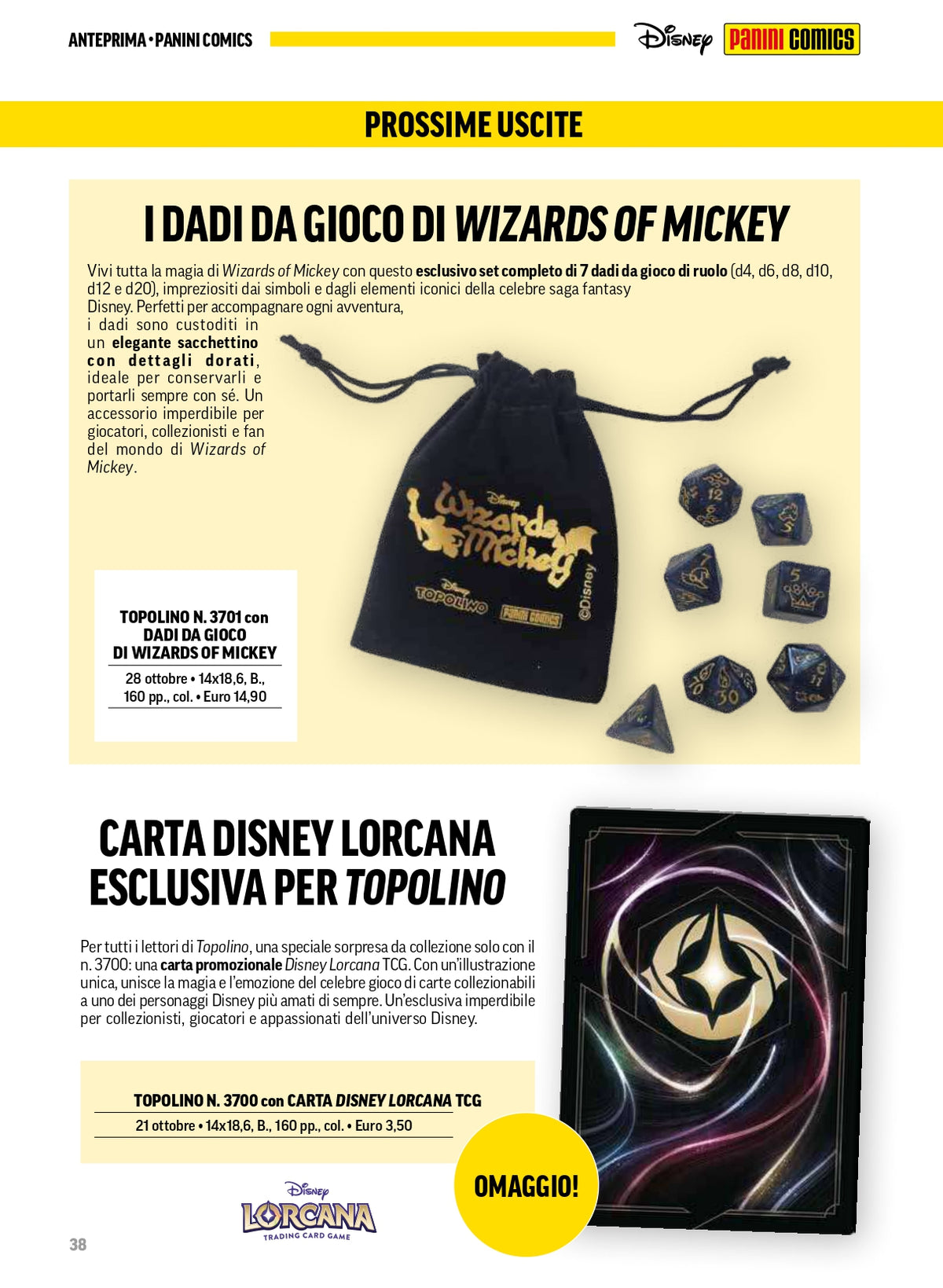 TOPOLINO N. 3701 con DADI DA GIOCO DI WIZARDS OF MICKEY