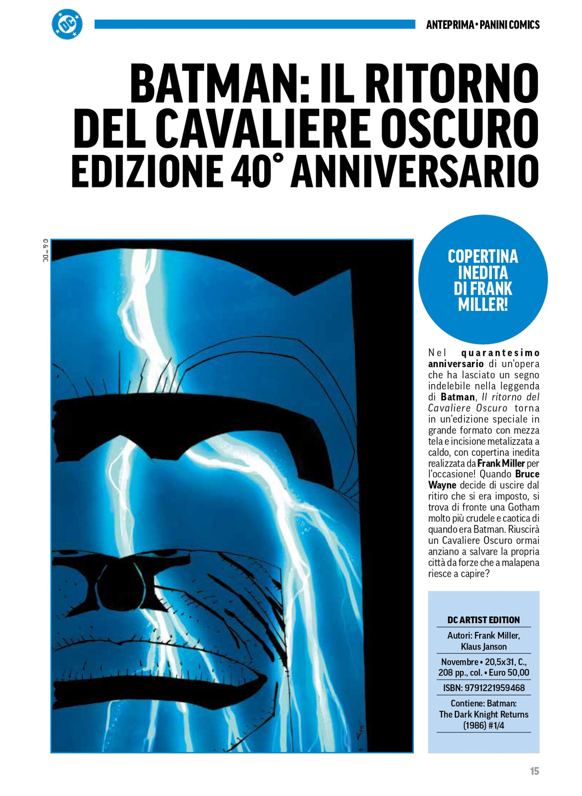 BATMAN: IL RITORNO DEL CAVALIERE OSCURO EDIZIONE 40° ANNIVERSARIO