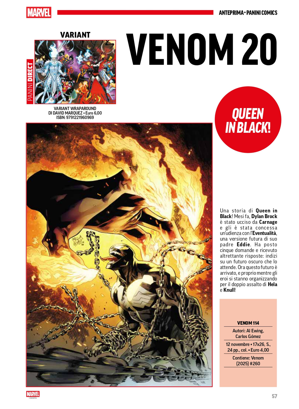 Venom 20 (Venon #114) VARIANT WRAPAROUND DI DAVID MARQUEZ