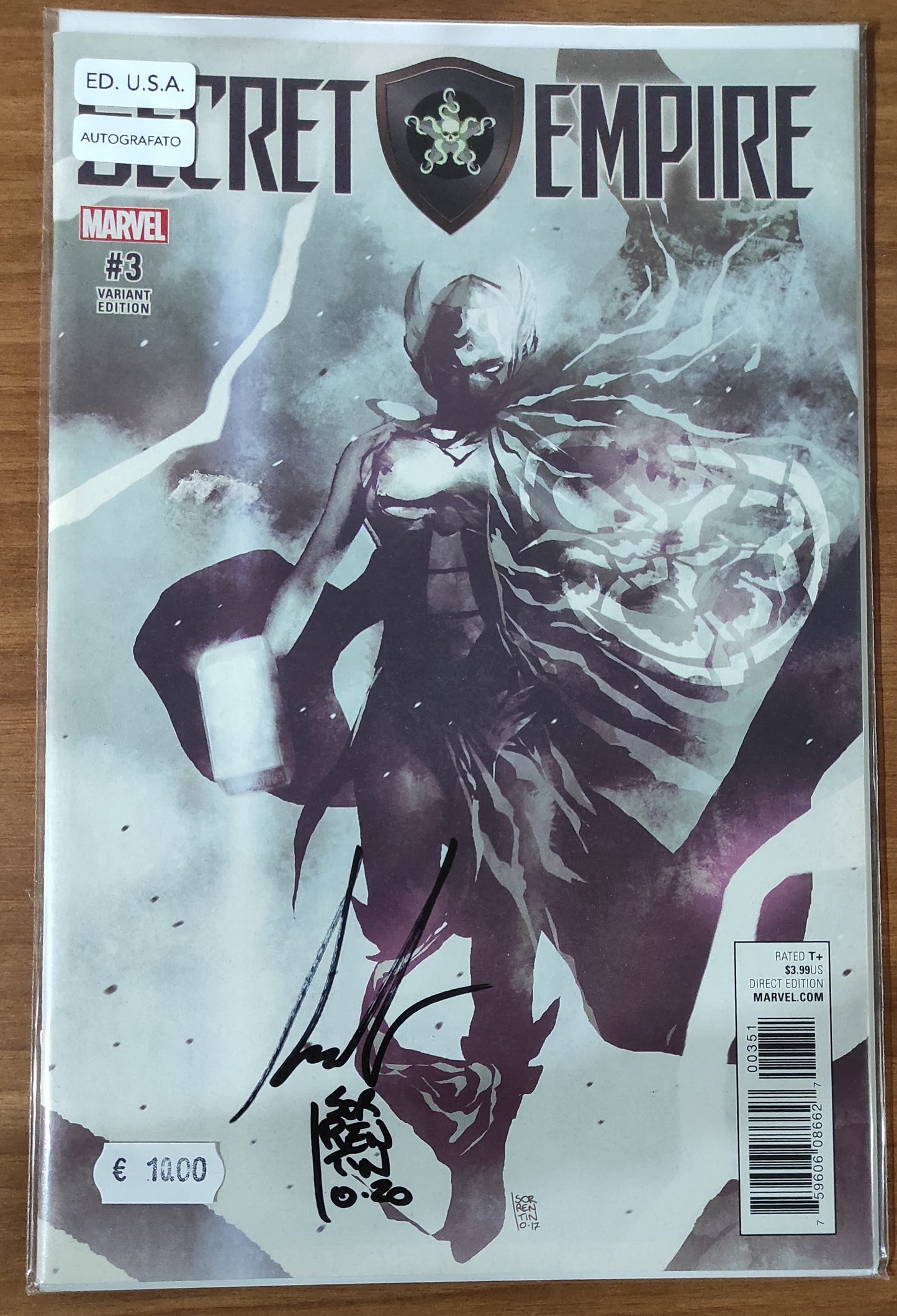 SECRET EMPIRE N. 3 Variant Hydra Componibile di Andrea Sorrentino – MARVEL U.S.A. AUTOGRAFATO
